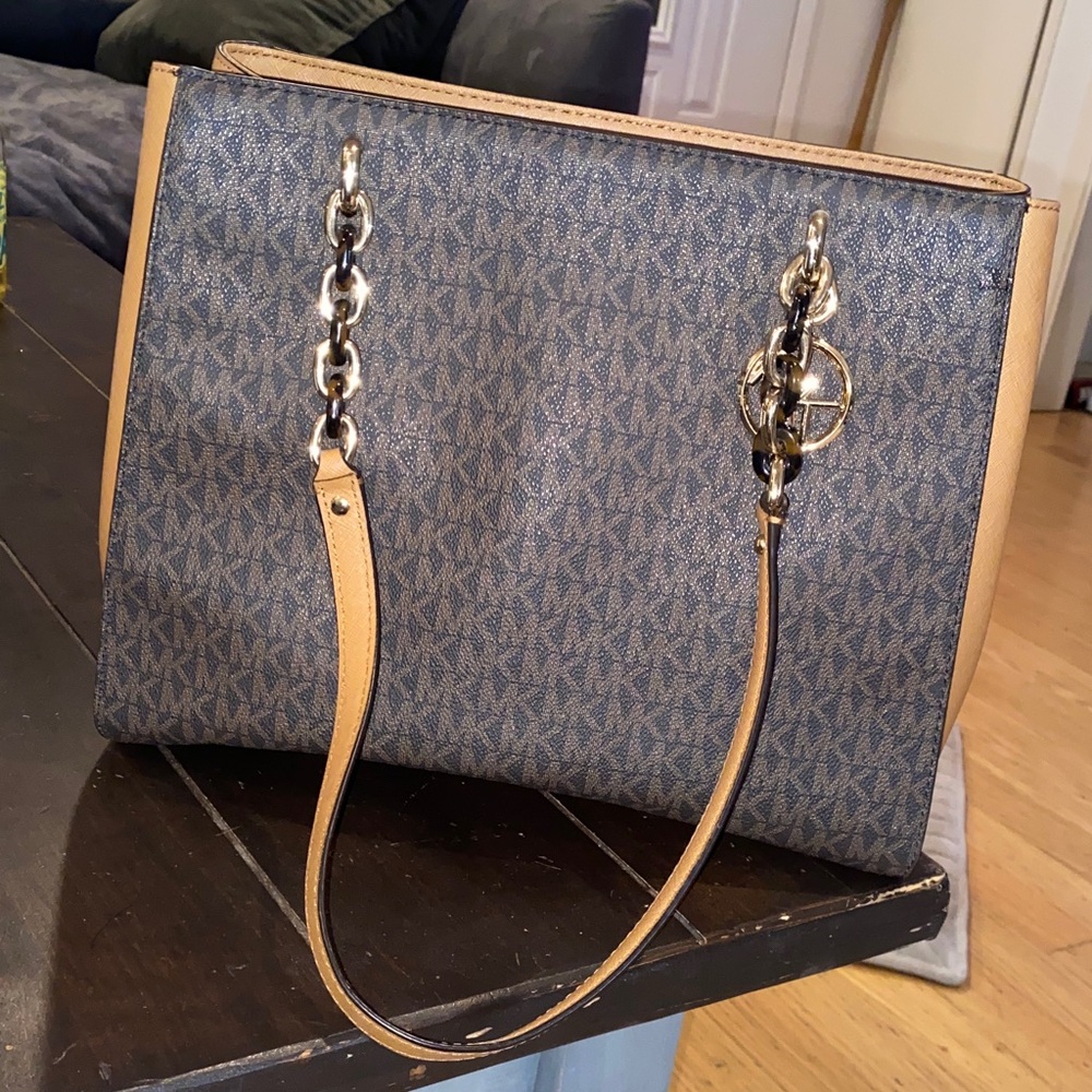 Michael Kors‎ Brown and Tan Monogram Shoulder Bag